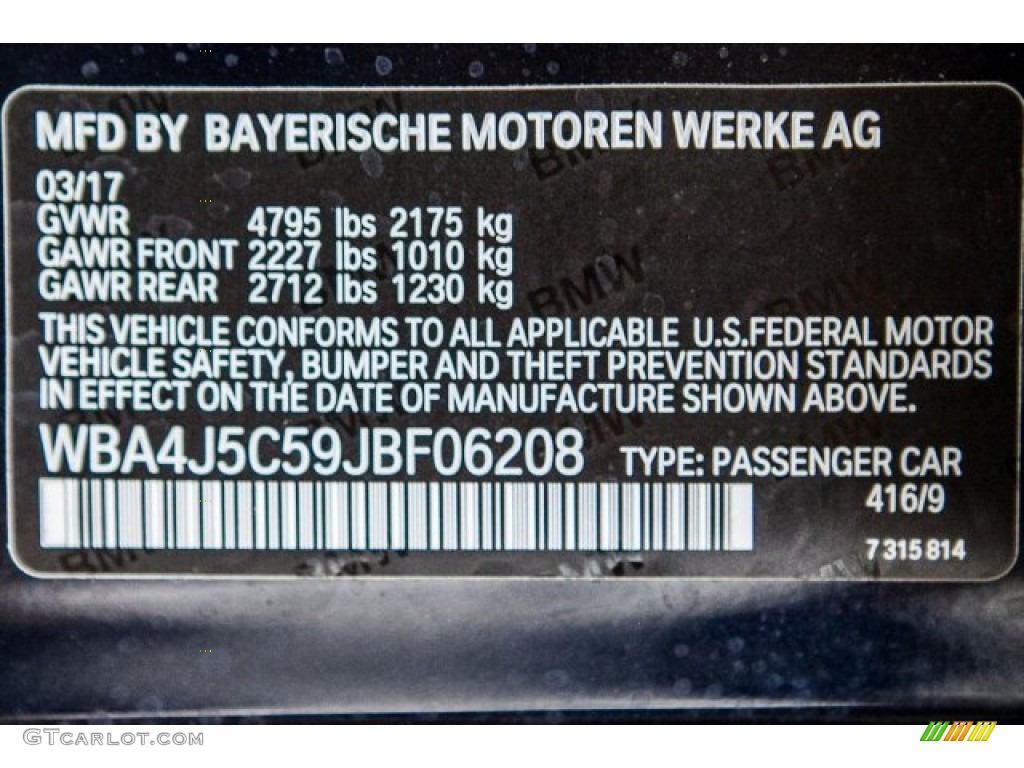 2018 4 Series Color Code 416 for Carbon Black Metallic Photo #120064267