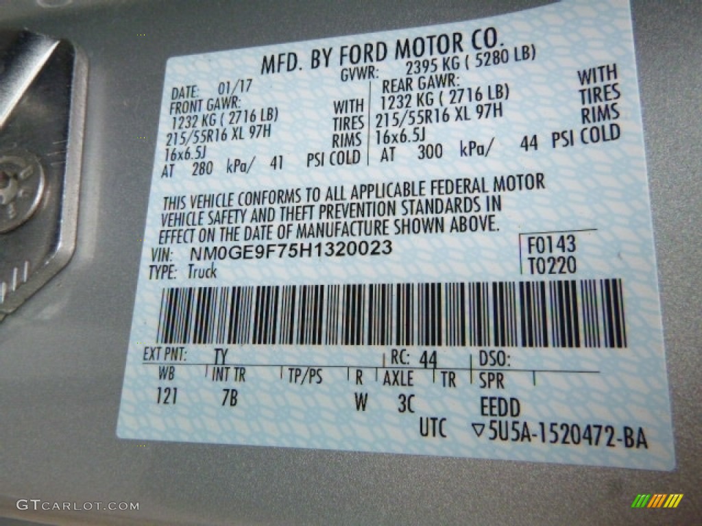 2017 Ford Transit Connect XLT Wagon Color Code Photos