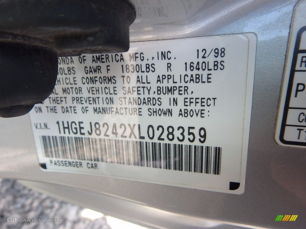 1999 Civic EX Coupe - Vogue Silver Metallic / Dark Gray photo #14