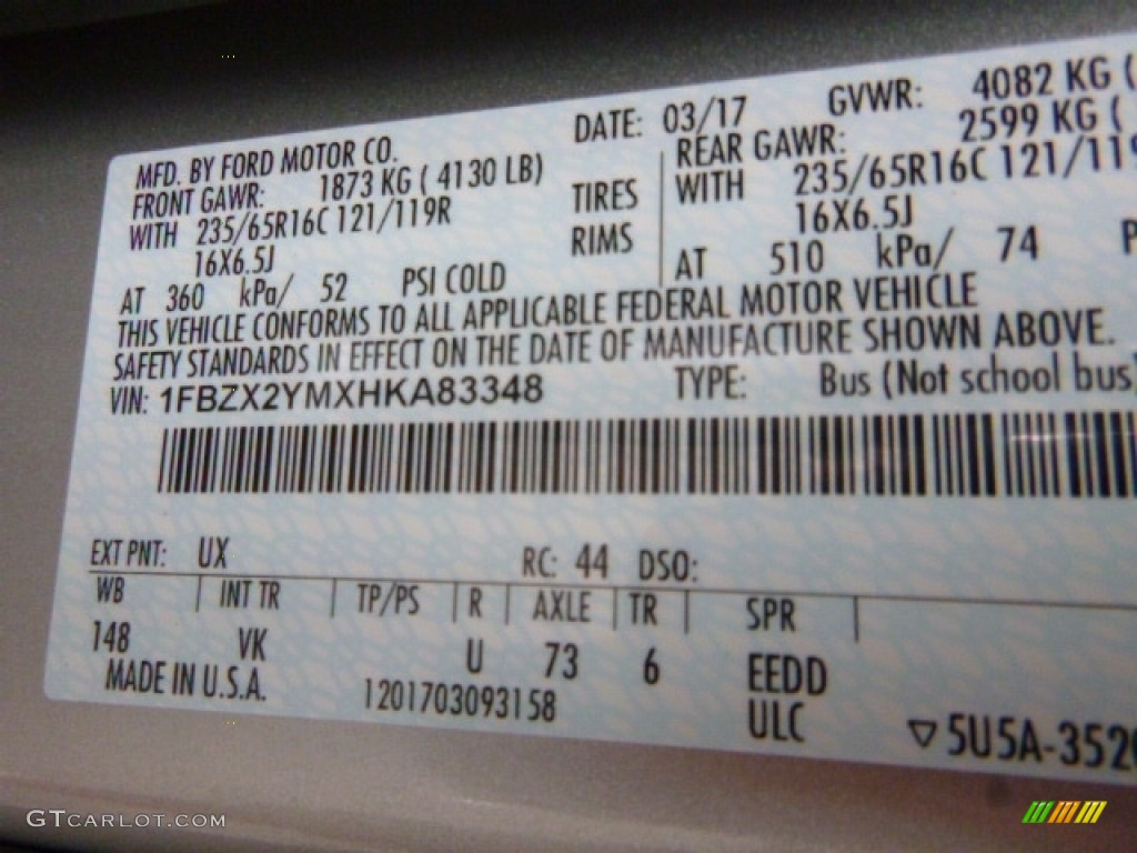 2017 Transit Color Code UX for Ingot Silver Photo #120081816