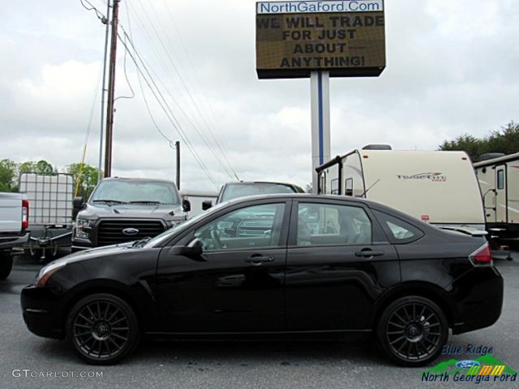 2010 Focus SES Sedan - Ebony Black / Medium Stone photo #2