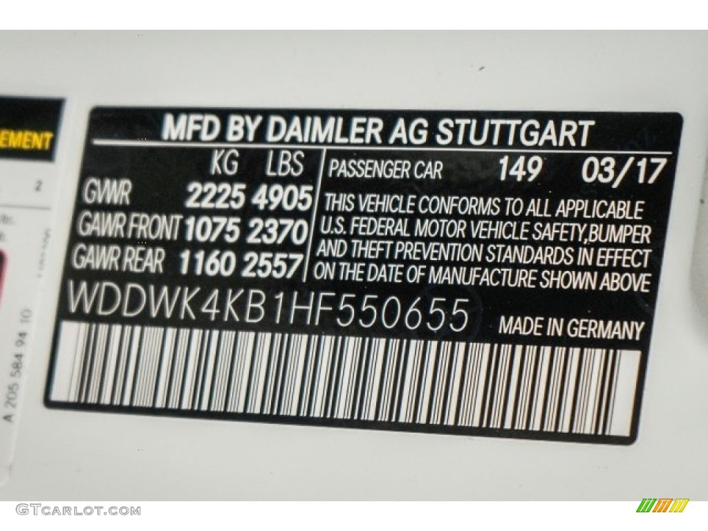 2017 Mercedes-Benz C 300 4Matic Cabriolet Color Code Photos