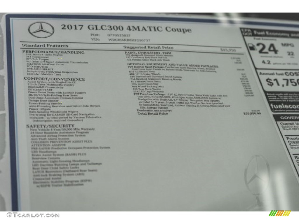 2017 Mercedes-Benz GLC 300 4Matic Window Sticker Photo #120104571