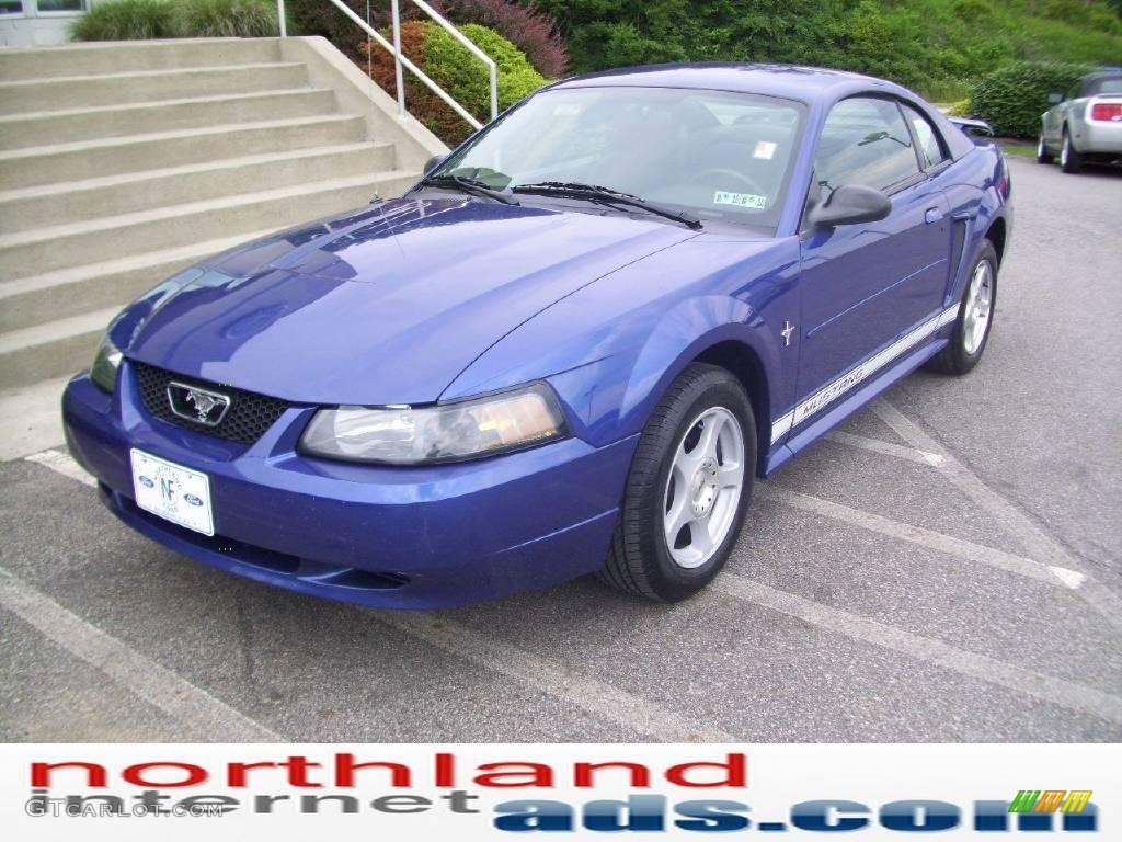 2003 Mustang V6 Coupe - Sonic Blue Metallic / Medium Graphite photo #7