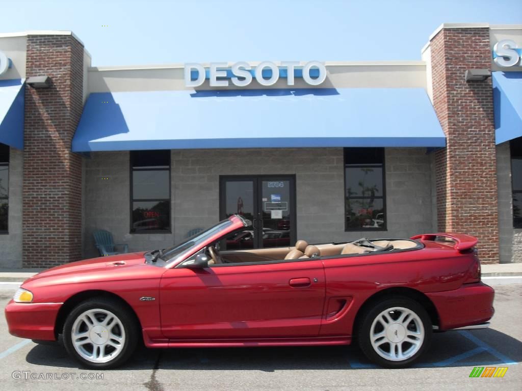 1998 Mustang GT Convertible - Laser Red / Saddle photo #1