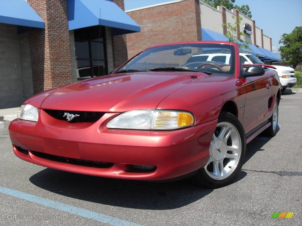 1998 Mustang GT Convertible - Laser Red / Saddle photo #2