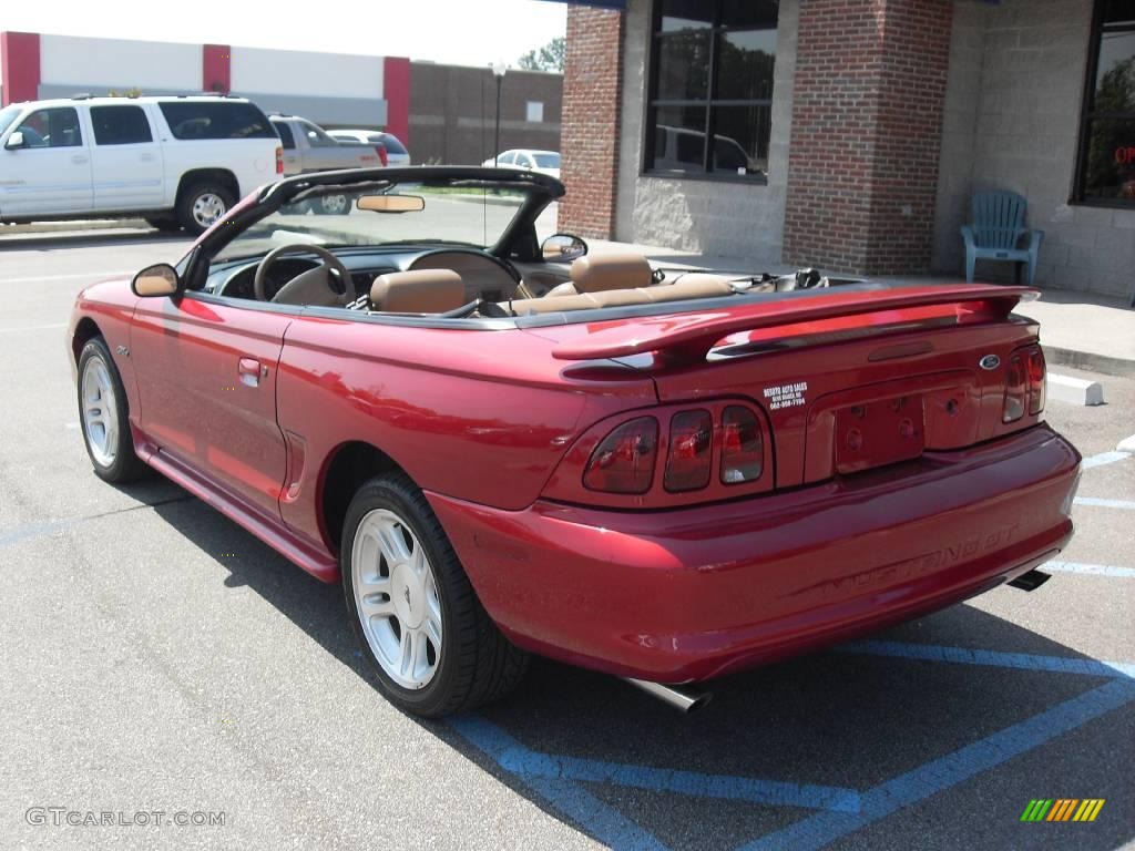 1998 Mustang GT Convertible - Laser Red / Saddle photo #8