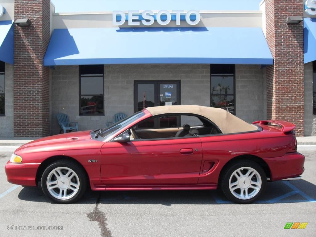 1998 Mustang GT Convertible - Laser Red / Saddle photo #9