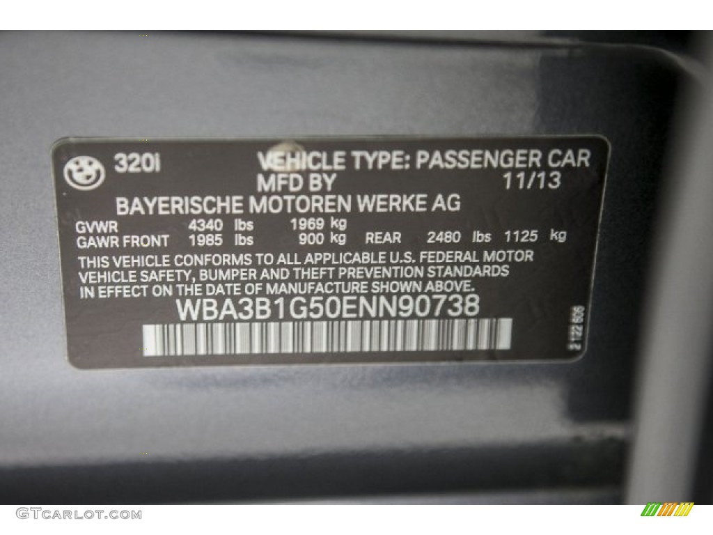 2014 3 Series 320i Sedan - Mineral Grey Metallic / Black photo #18