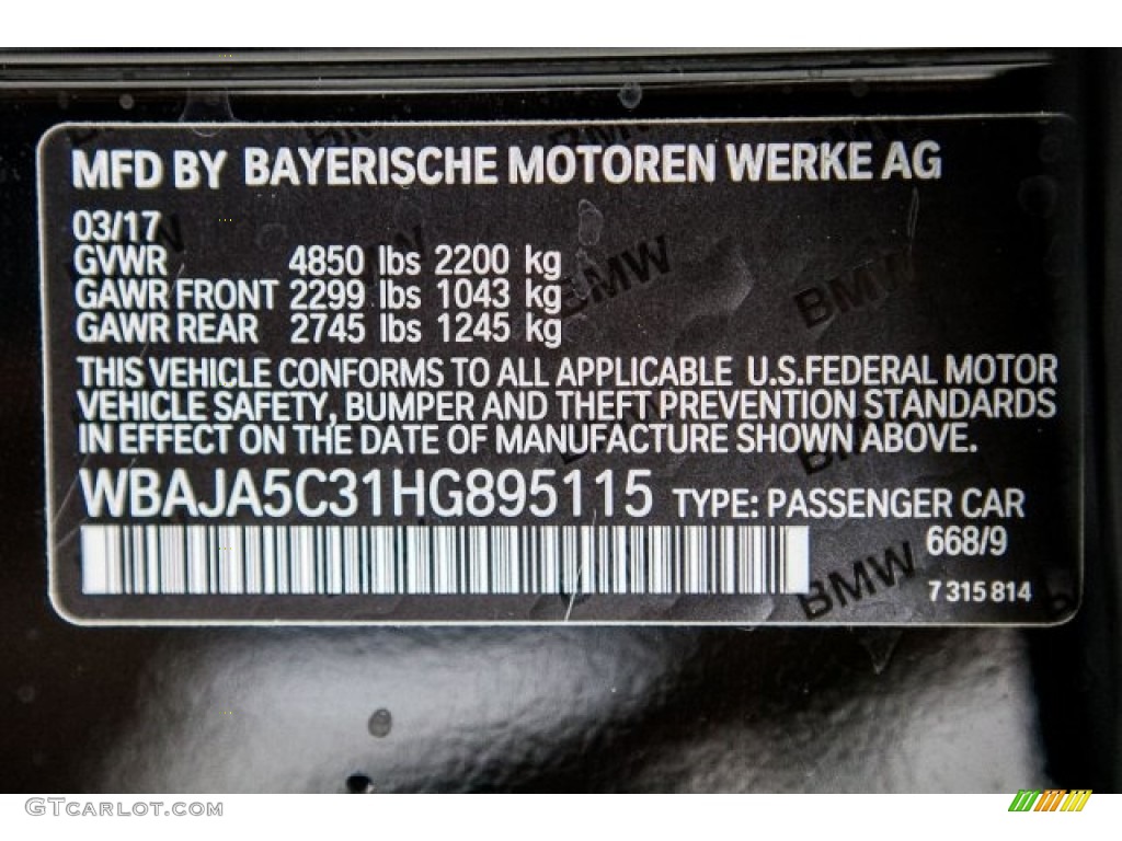 2017 5 Series 530i Sedan - Jet Black / Canberra Beige photo #11