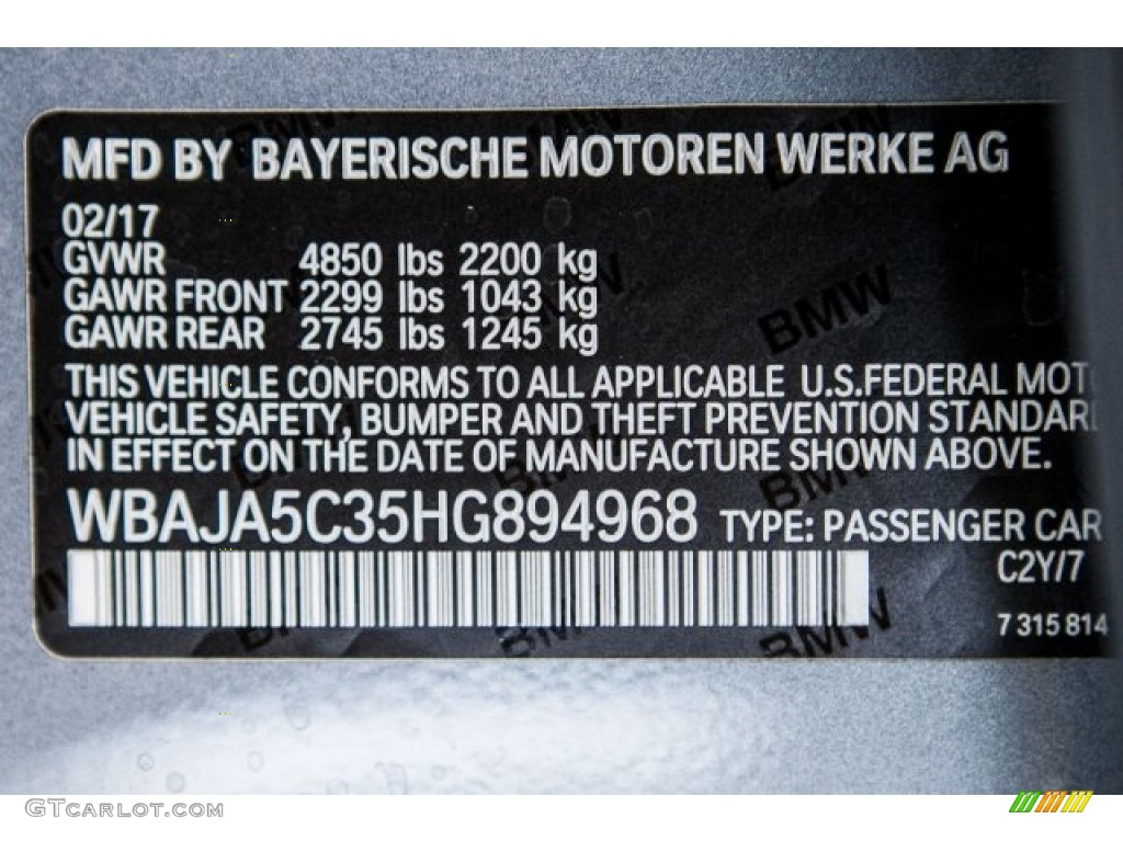 2017 5 Series 530i Sedan - Bluestone Metallic / Black photo #11
