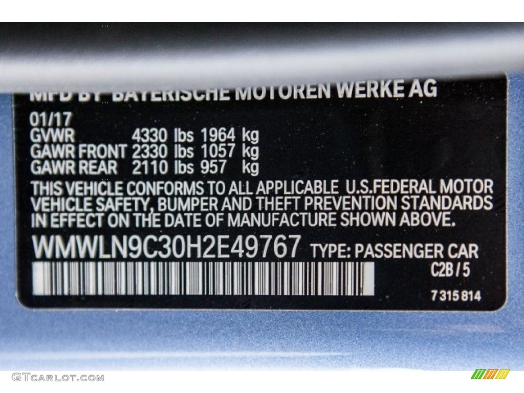 2017 Clubman Color Code C2B for Digital Blue Metallic Photo #120126638
