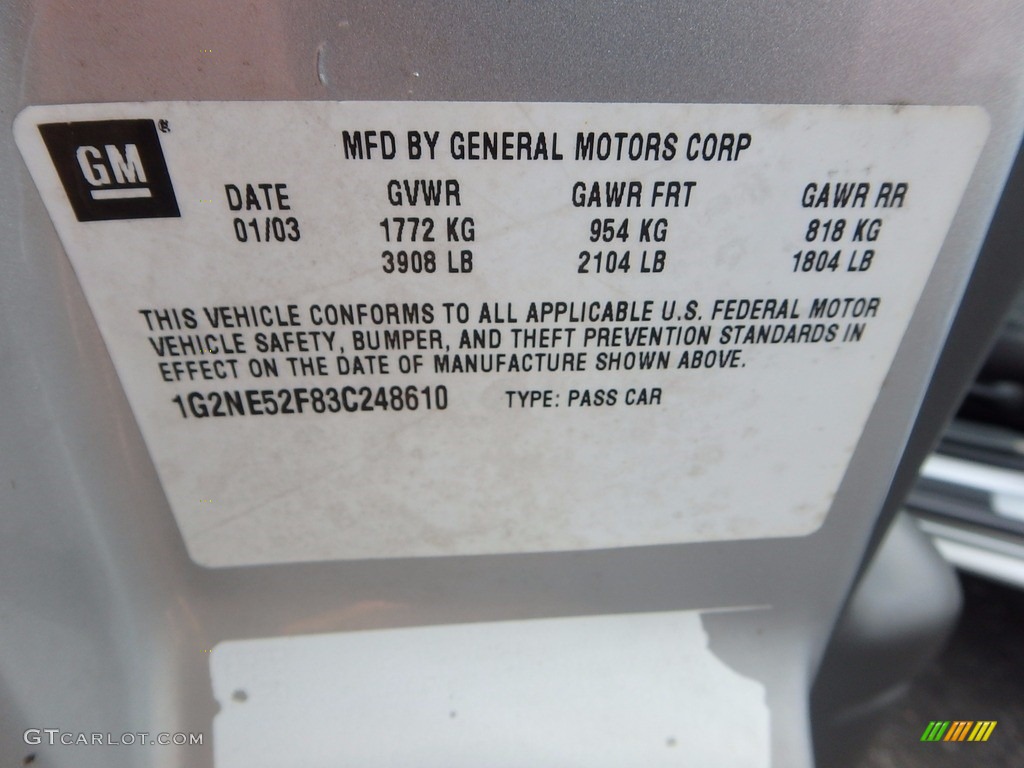 2003 Grand Am SE Sedan - Galaxy Silver Metallic / Dark Pewter photo #14