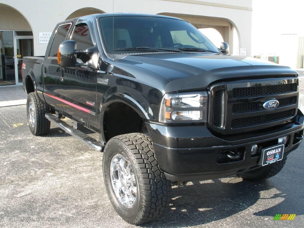 2007 F250 Super Duty Lariat Outlaw Crew Cab 4x4 - Black / Black/Red Leather photo #7