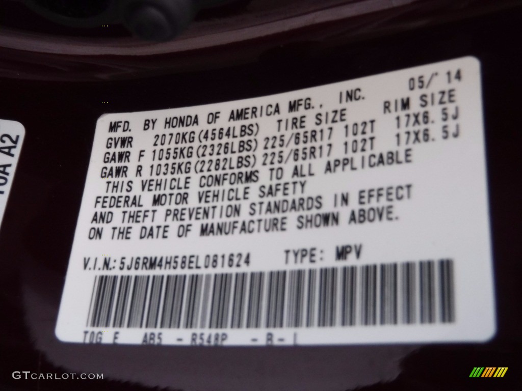 2014 CR-V EX AWD - Basque Red Pearl II / Gray photo #24