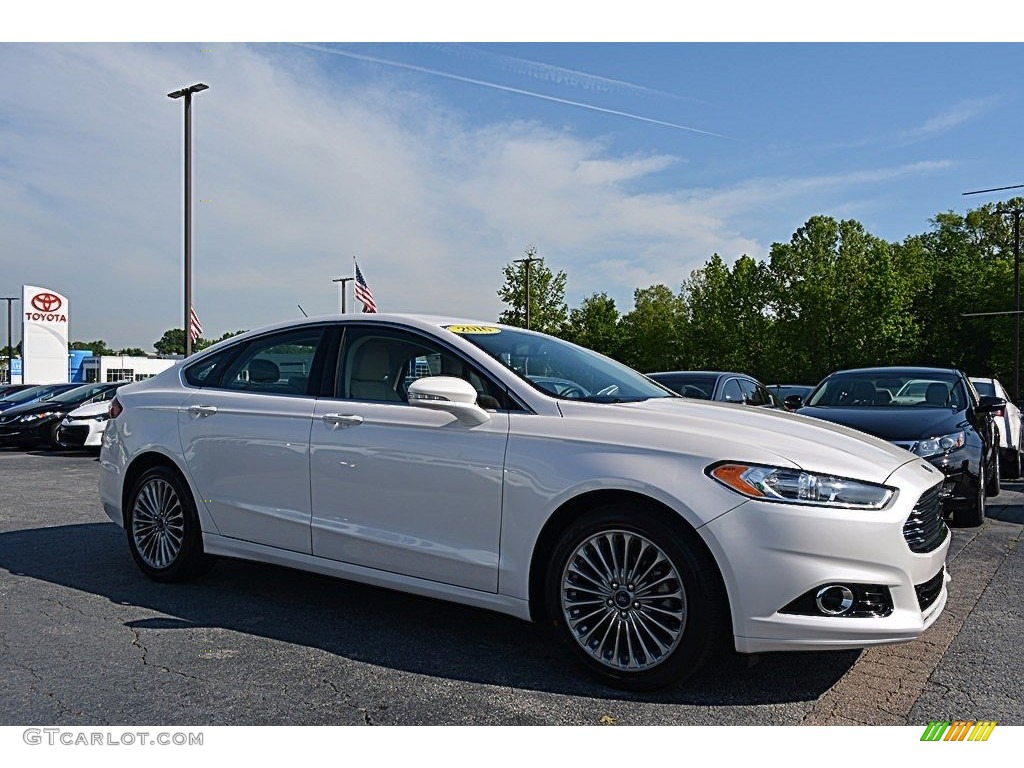 White Platinum Tri-Coat Metallic Ford Fusion