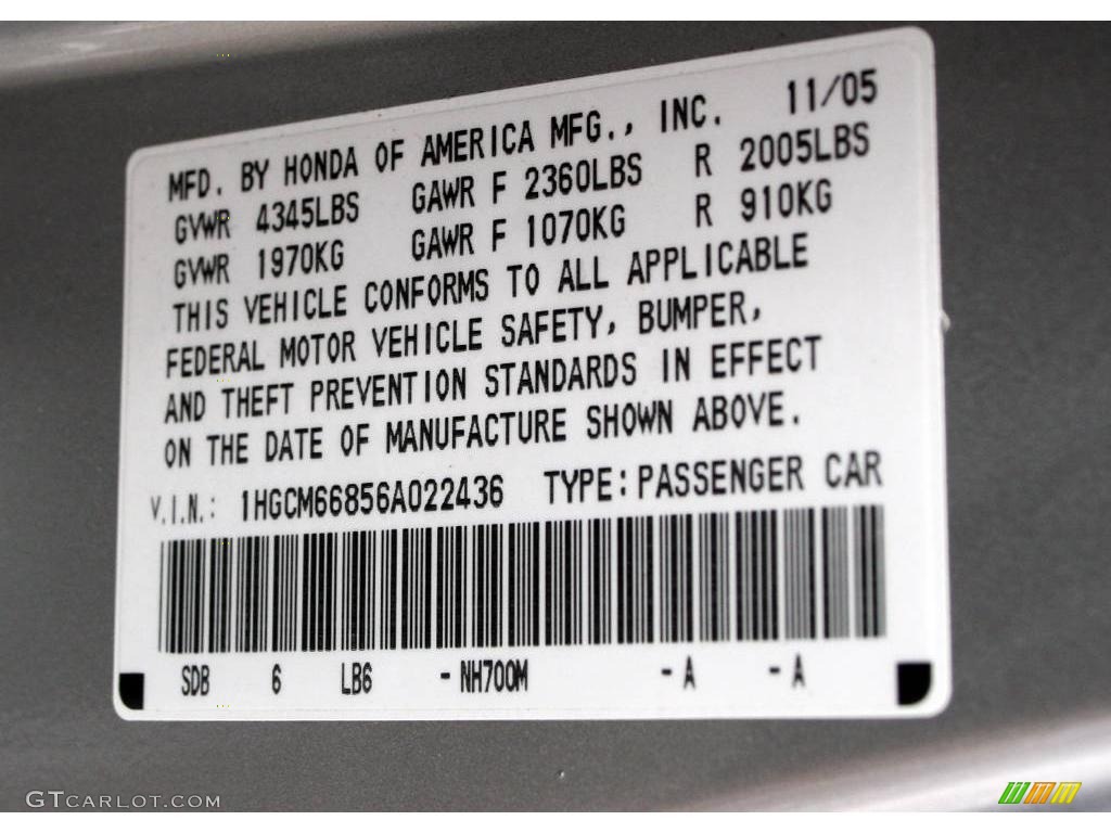 2006 Accord EX-L V6 Sedan - Alabaster Silver Metallic / Black photo #24