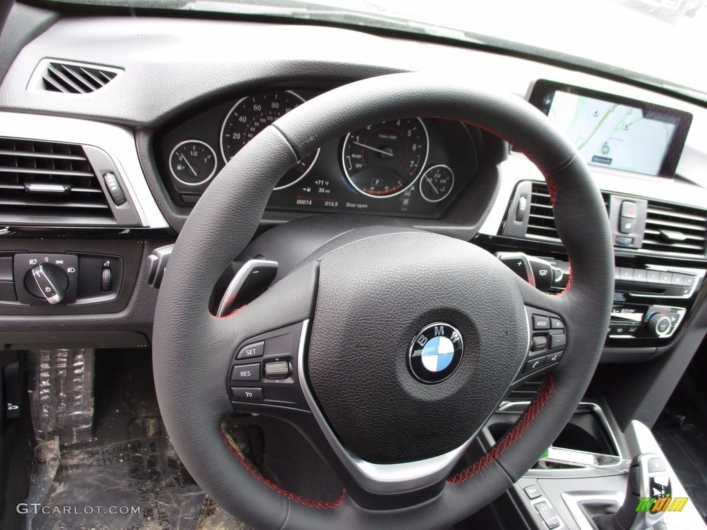 2017 BMW 3 Series 330i xDrive Sedan Black Steering Wheel Photo #120161666