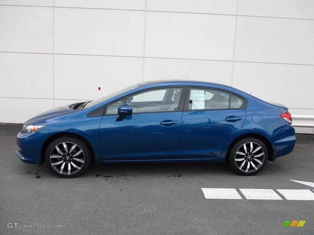 2015 Civic EX-L Sedan - Dyno Blue Pearl / Gray photo #2