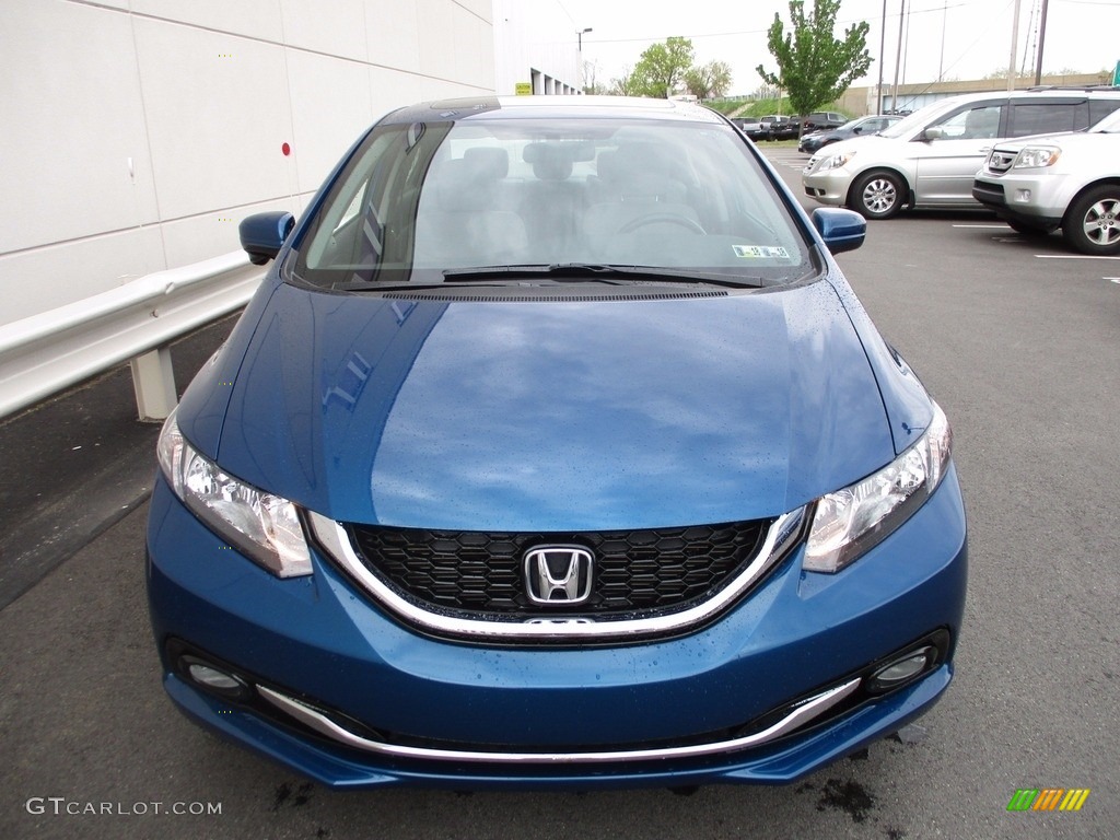 2015 Civic EX-L Sedan - Dyno Blue Pearl / Gray photo #8