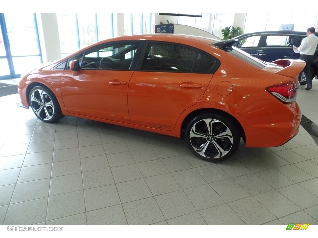 2014 Civic Si Sedan - Orange Fire Pearl / Black/Red photo #2