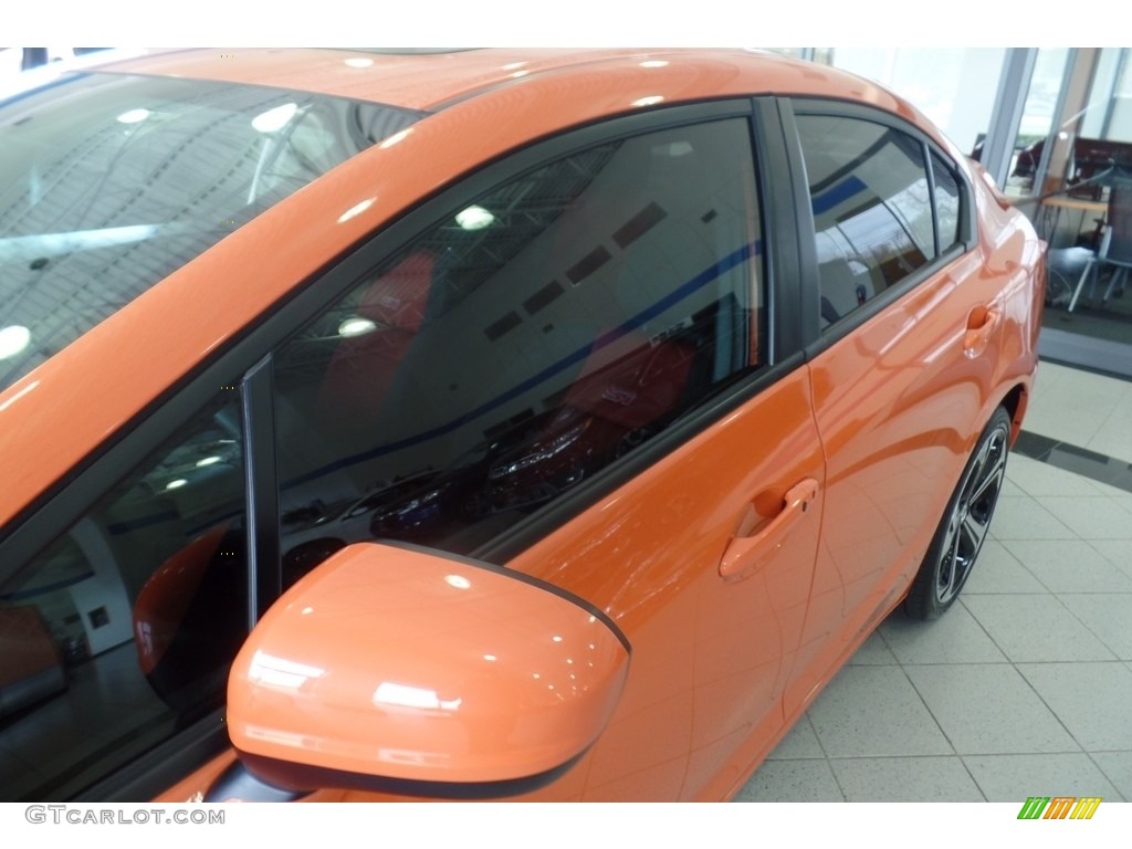 2014 Civic Si Sedan - Orange Fire Pearl / Black/Red photo #6
