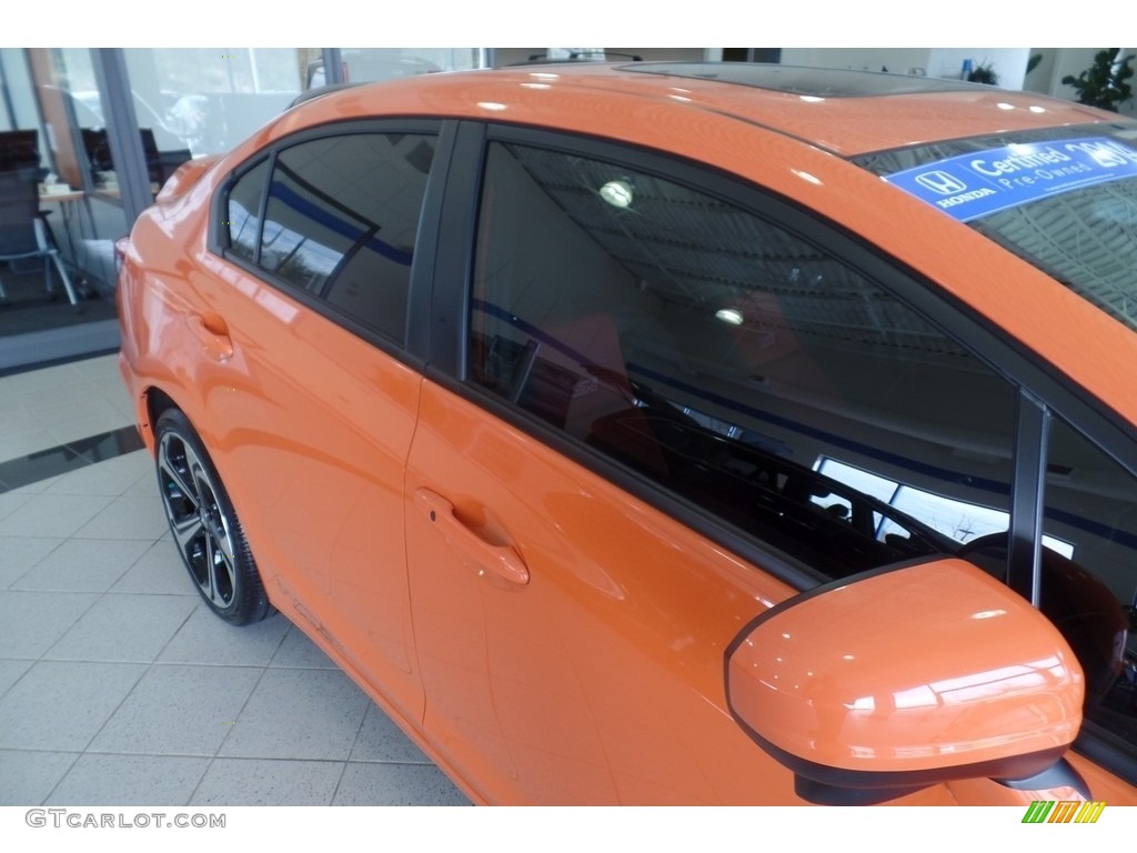 2014 Civic Si Sedan - Orange Fire Pearl / Black/Red photo #9