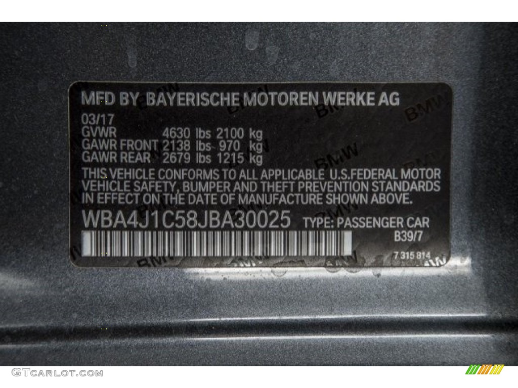 2018 4 Series Color Code B39 for Mineral Grey Metallic Photo #120193644