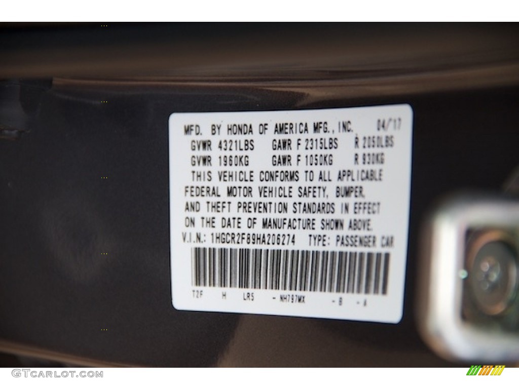 2017 Accord EX-L Sedan - Modern Steel Metallic / Gray photo #19