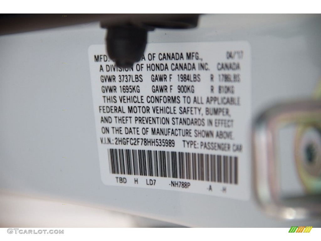 2017 Civic EX Sedan - White Orchid Pearl / Black photo #18