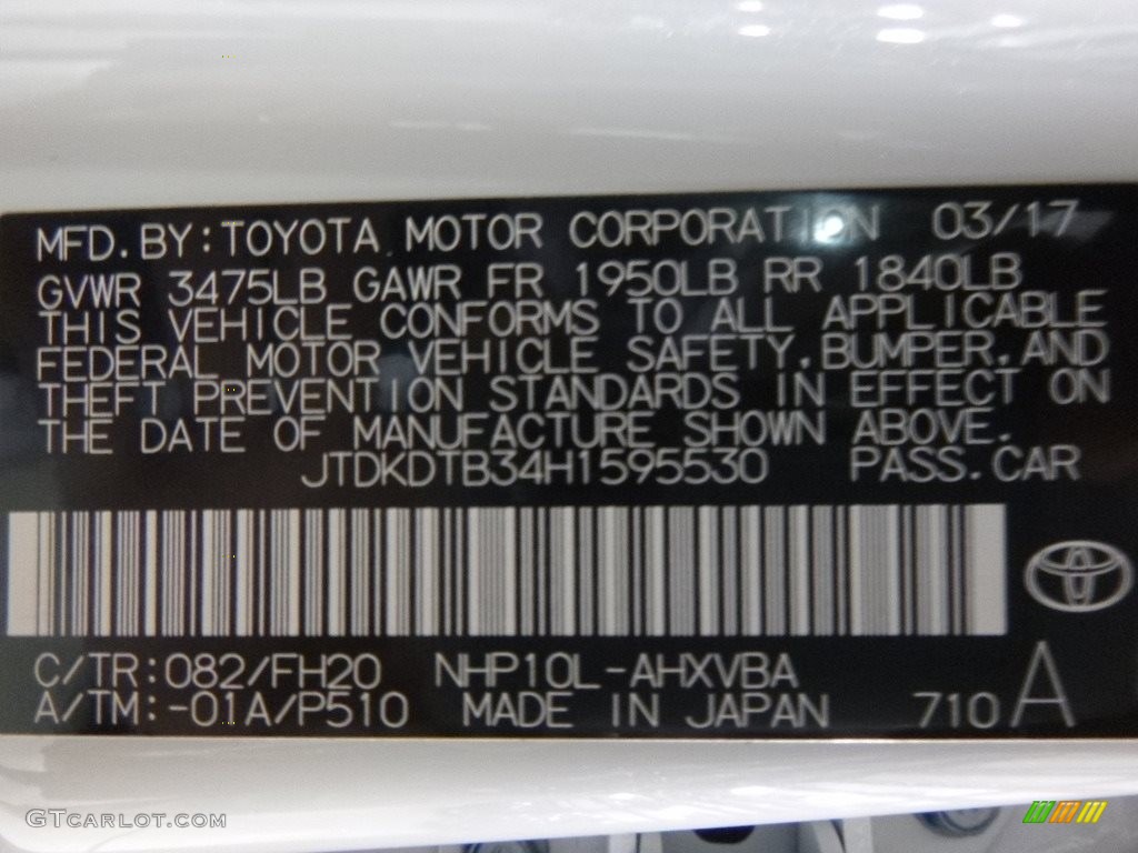 2017 Prius c One - Moonglow / Gray photo #10