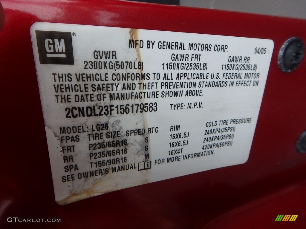 2005 Equinox LS AWD - Salsa Red Metallic / Light Gray photo #14