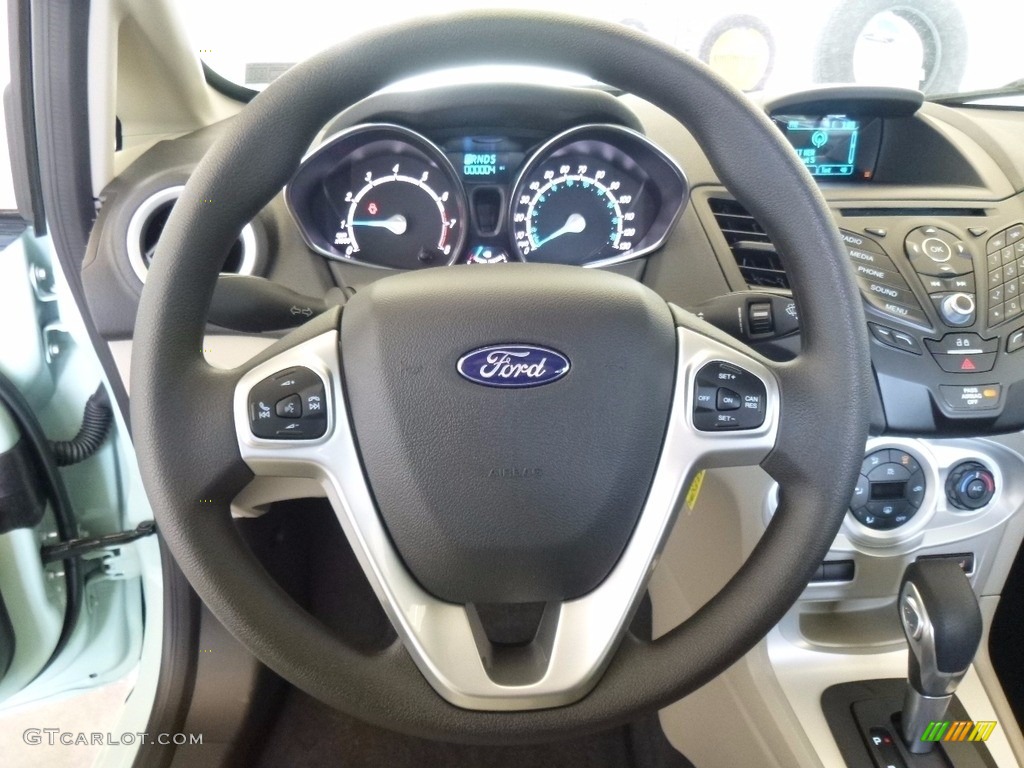 2017 Ford Fiesta SE Sedan Medium Light Stone Steering Wheel Photo #120224808