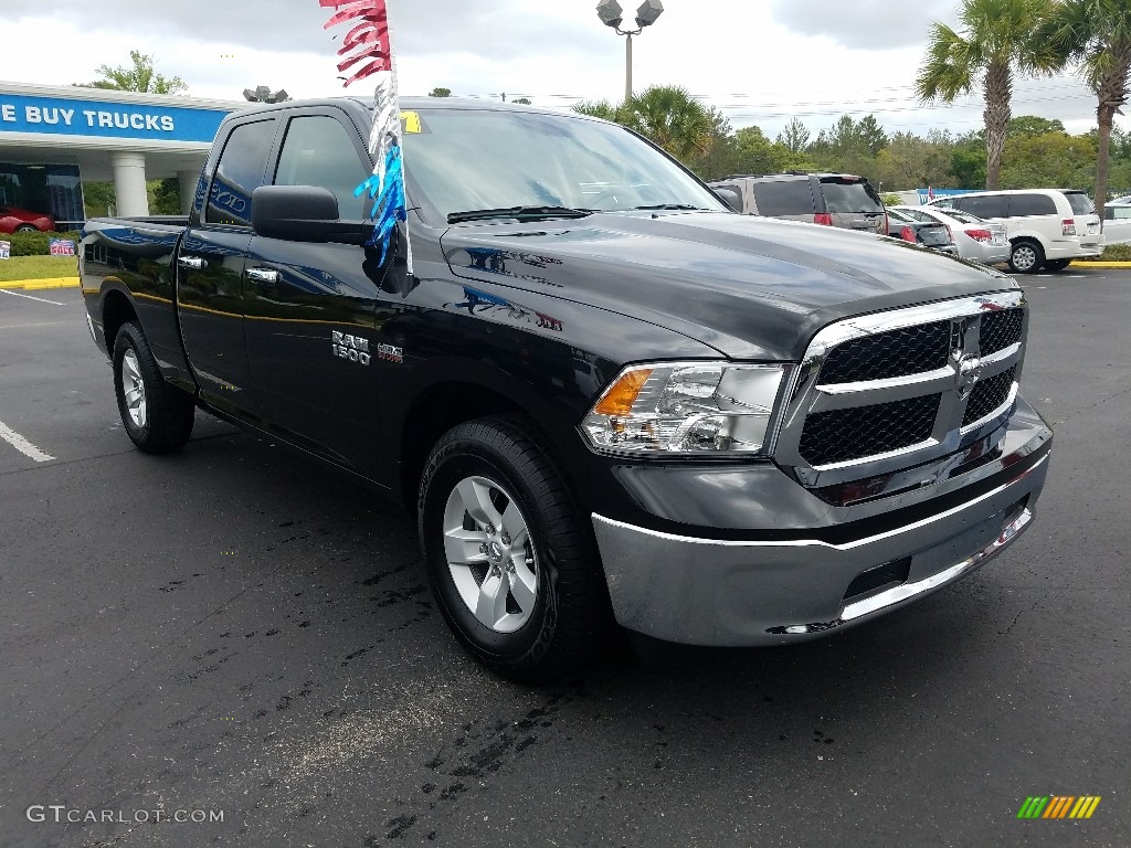 2017 1500 Big Horn Quad Cab - Brilliant Black Crystal Pearl / Black/Diesel Gray photo #7