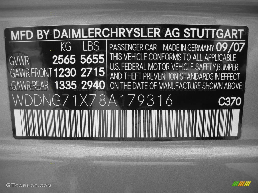 2008 S Color Code 370 for Andorite Gray Metallic Photo #12022985