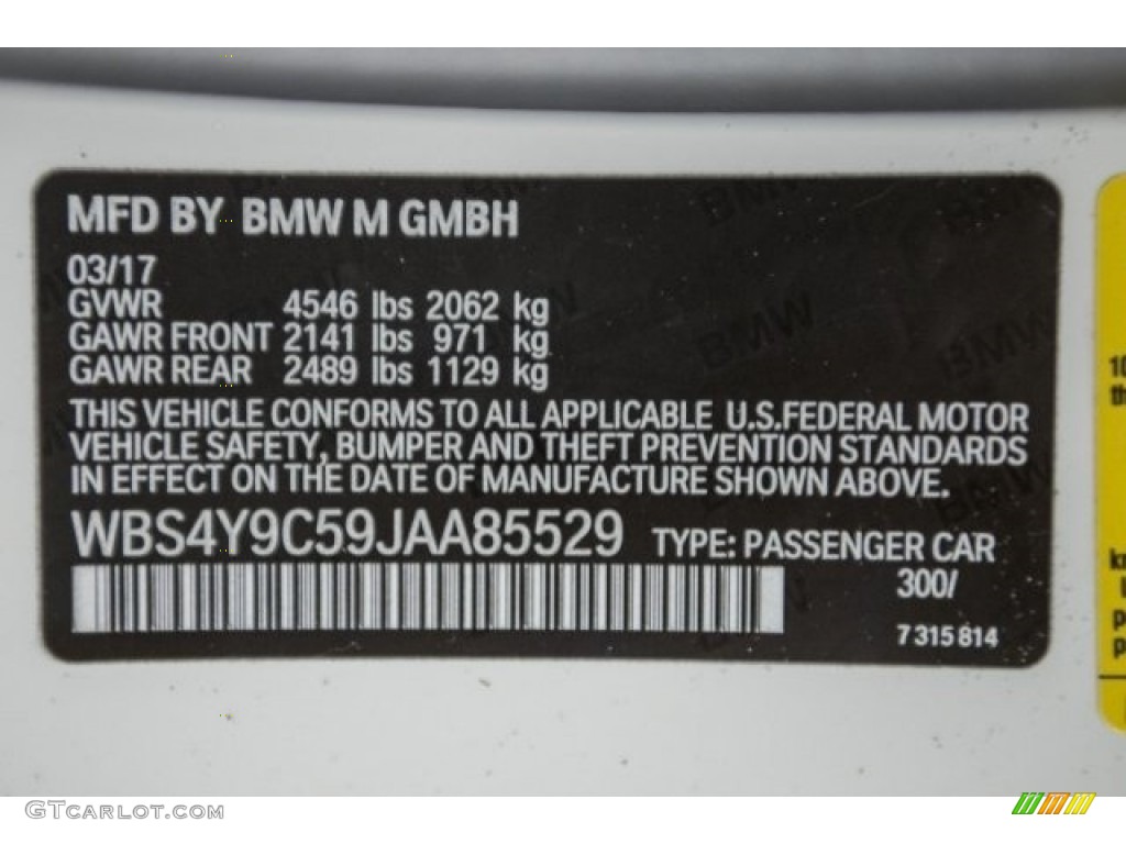2018 M4 Color Code 300 for Alpine White Photo #120243849
