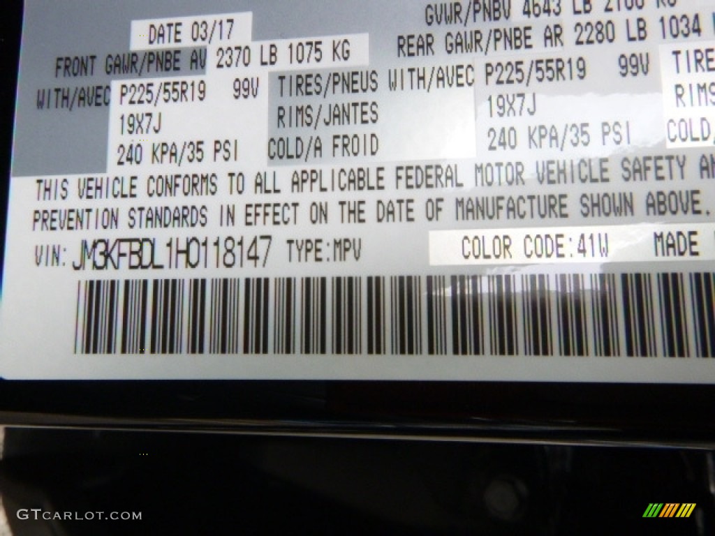 2017 CX-5 Color Code 41W for Jet Black Mica Photo #120246078