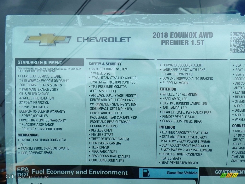 2018 Chevrolet Equinox Premier AWD Window Sticker Photo #120247269