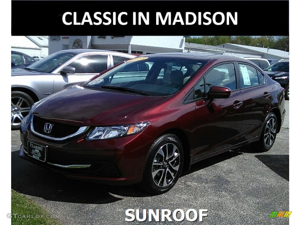 2015 Civic EX Sedan - Crimson Pearl / Beige photo #1