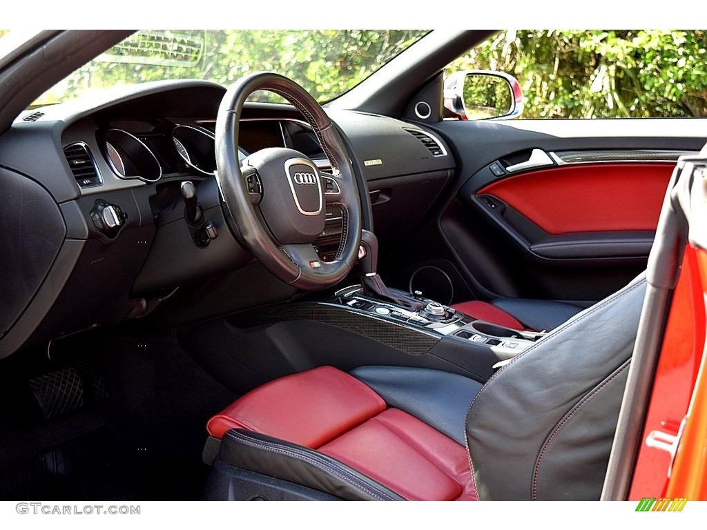 Black/Magma Red Interior 2012 Audi S5 3.0 TFSI quattro Cabriolet Photo #120265224