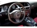 2012 Audi S5 Black/Magma Red Interior Steering Wheel Photo