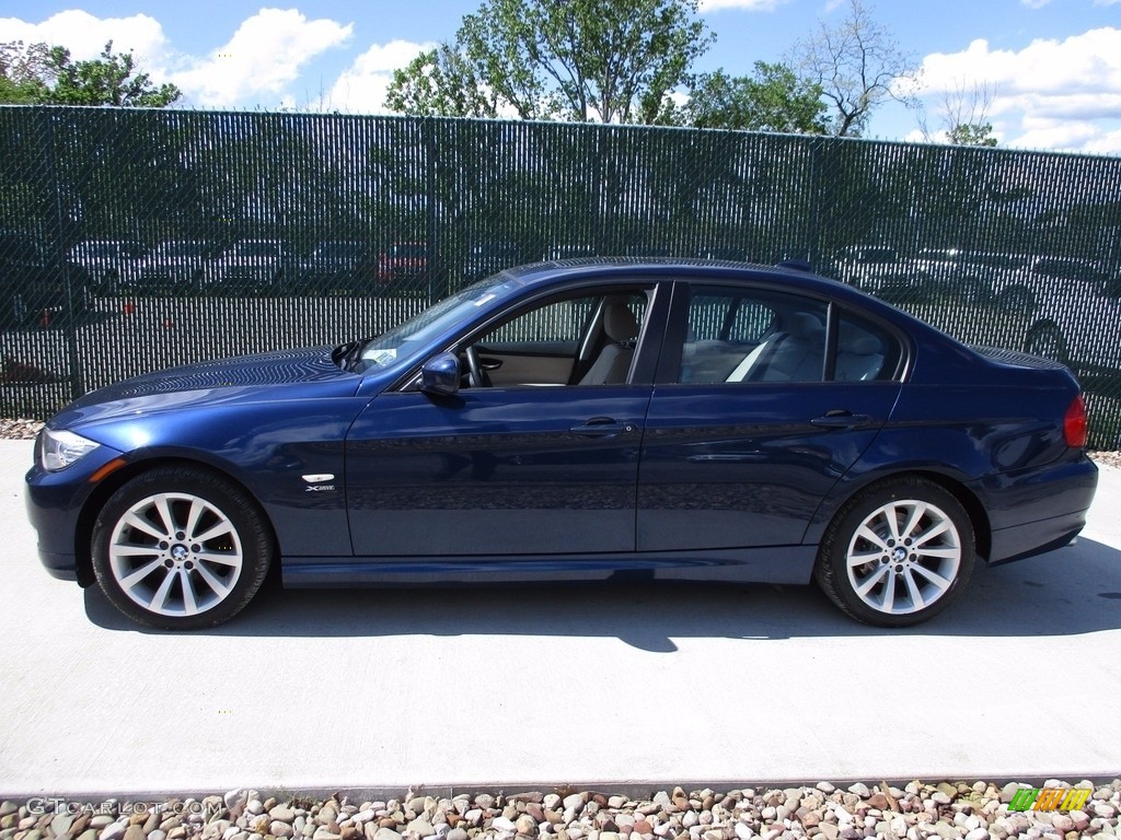 2011 3 Series 328i xDrive Sedan - Deep Sea Blue Metallic / Oyster/Black Dakota Leather photo #9