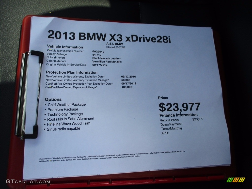 2013 X3 xDrive 28i - Vermillion Red Metallic / Black photo #12