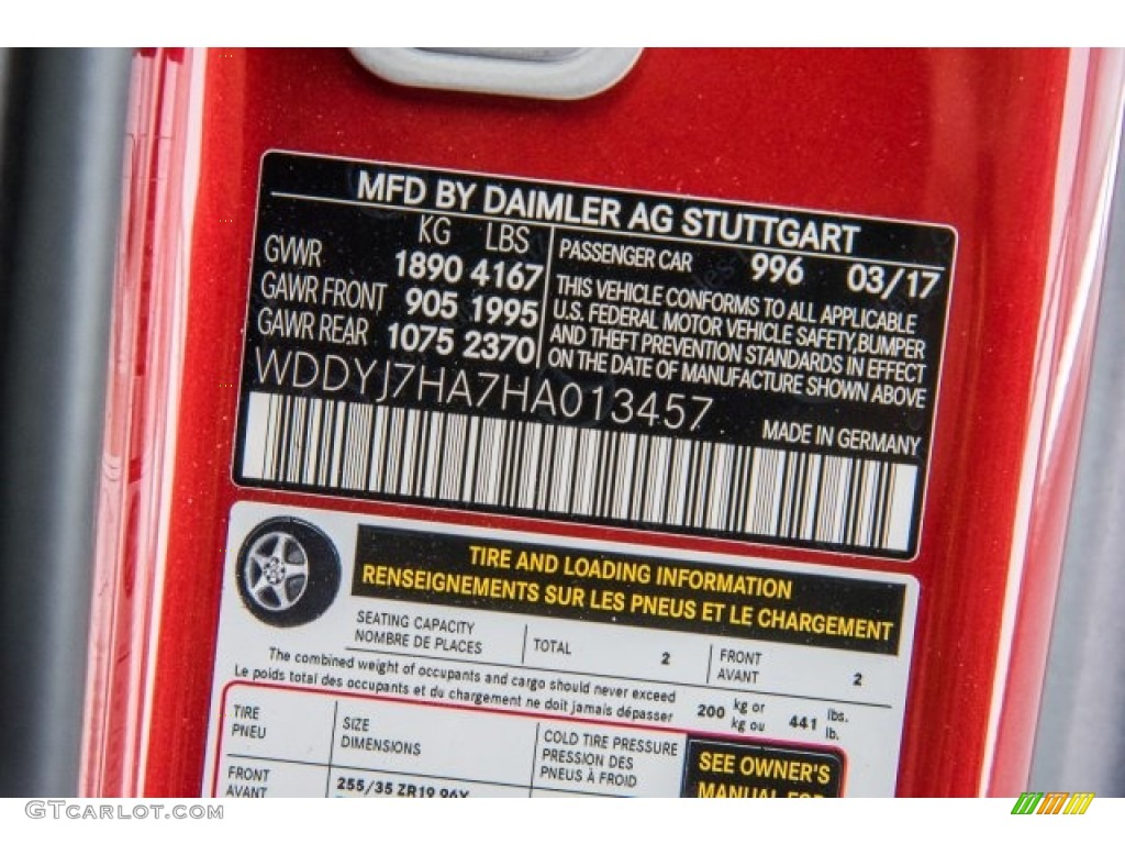 2017 AMG GT Color Code 996 for designo Cardinal Red Photo #120294302