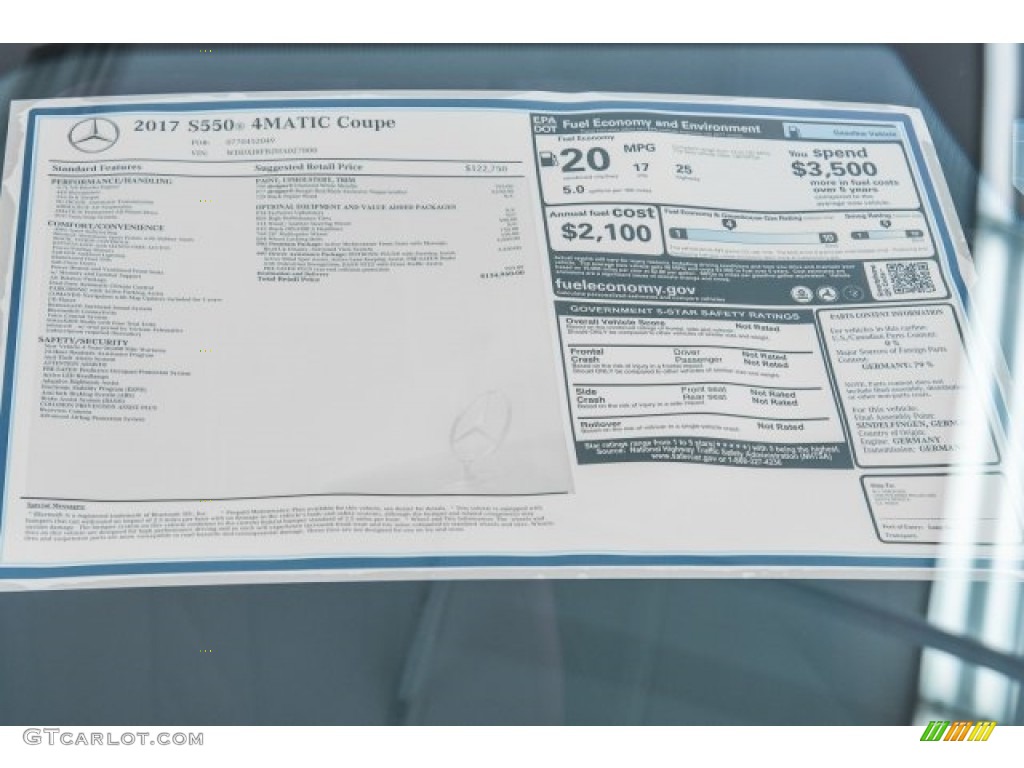2017 Mercedes-Benz S 550 4Matic Coupe Window Sticker Photo #120309161