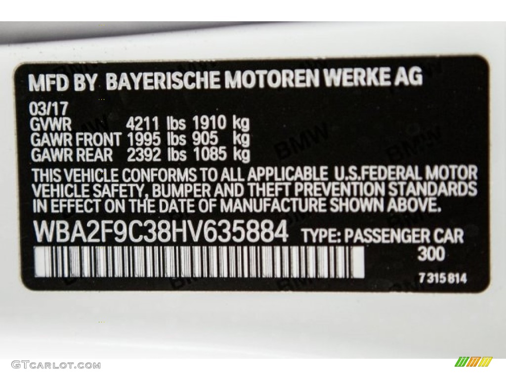 2017 2 Series Color Code 300 for Alpine White Photo #120312461