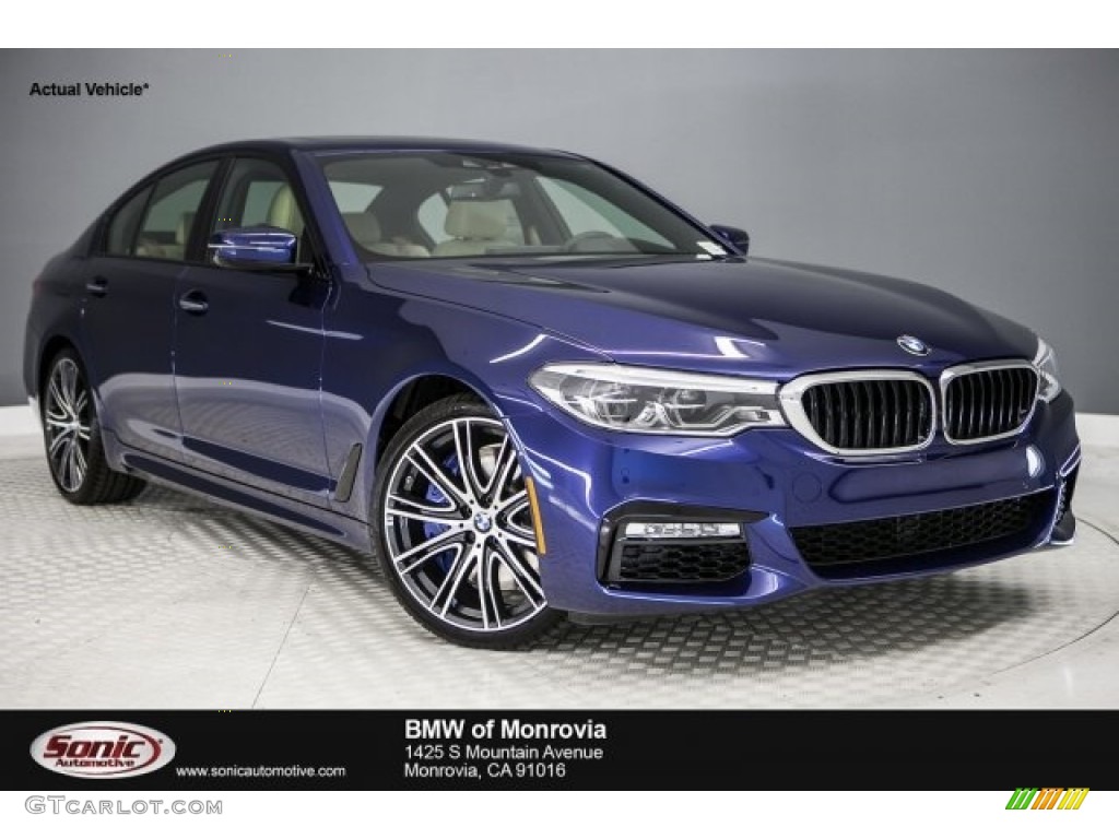 2017 5 Series 540i Sedan - Mediterranean Blue Metallic / Canberra Beige photo #1