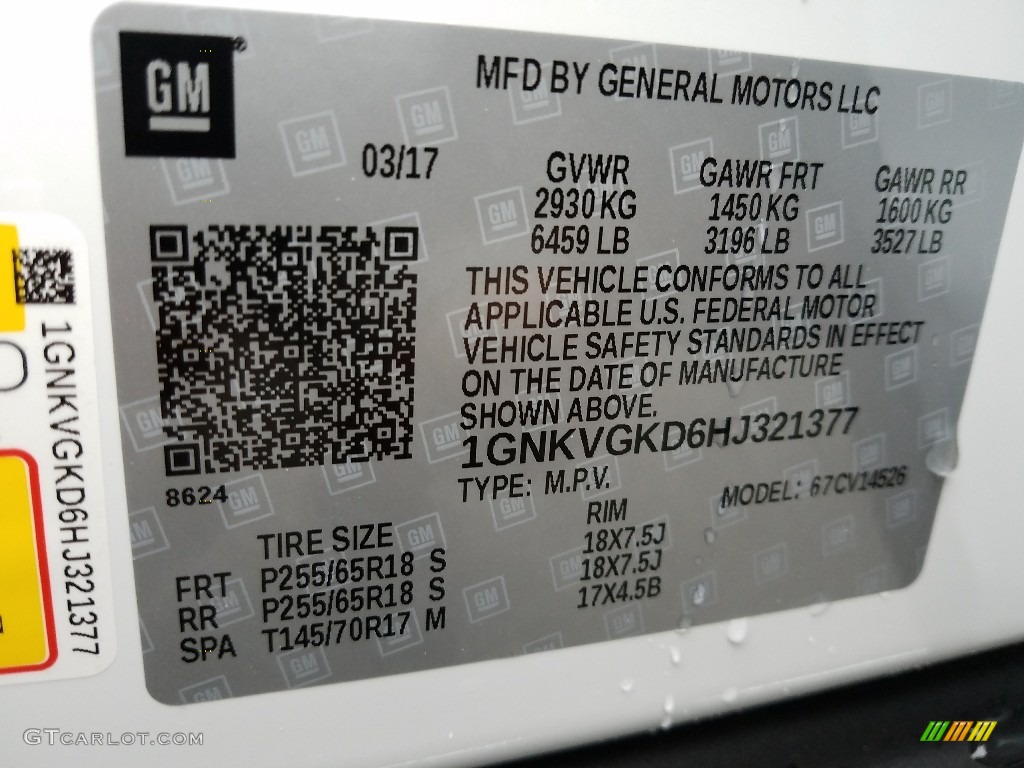 2017 Traverse LT AWD - Summit White / Dark Titanium/Light Titanium photo #7