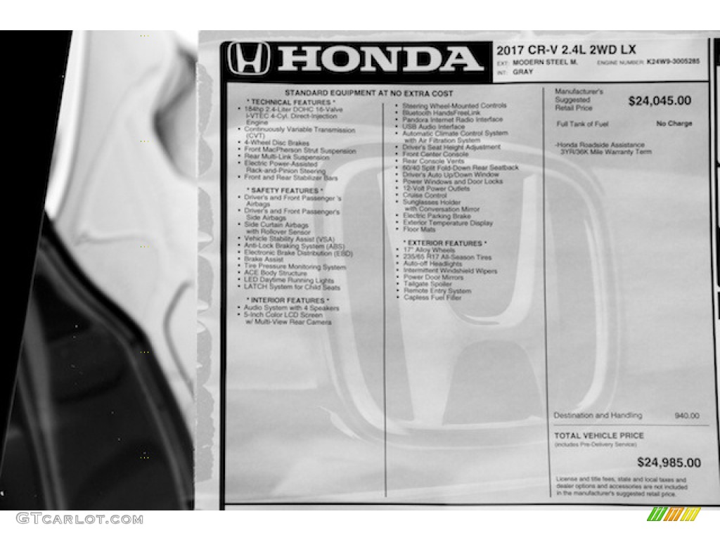 2017 Honda CR-V LX Window Sticker Photos