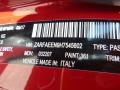 361: Rosso (Red) Competizione Tri-Coat 2017 Alfa Romeo Giulia Ti AWD Color Code